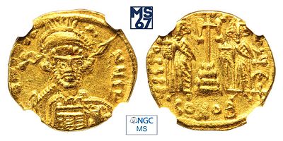 Солид 668-685. В слабе NGC MS. Золото. Византийская империя. (4,37 г.)