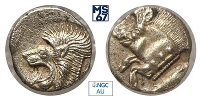 Обол. 5 в. до н.э. В слабе NGC AU. Серебро. Мисия.