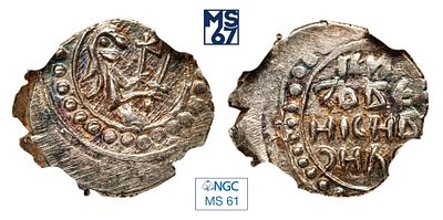 Денга 1389-1425. В слабе NGC MS 61. Серебро. Владимир. Василий I Дмитриевич.
