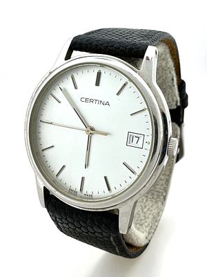 שעון שווייצרי לגבר תוצרת סרטינה Certina. מנגנון קוורץ במצב עבודה תקין. אבזם מקורי. השעון במצב 
