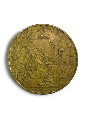 טוקן עתיק עשוי פליז מתערוכת היריד העולמי 1905 שהתקיים בליאז' בלגיה.