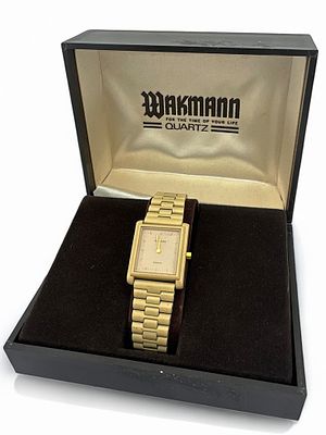 שעון יוניסקס וינטג תוצרת Wakmann, מנגנון קוורץ, מארז מקורי, שנות ה70 בקירוב. לא היה בשימוש. מידה 