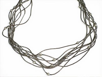 שרשרת שורות עשויה כסף סטרלינג ופנינים. 19 ס״מ 
8.69 גרם