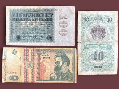 3 שטרות עולם, 2 מהם עתיקים. גרמניה, 1923 – 100 מיליון מארק: שטר מתקופת ההיפר-אינפלציה ברפובליקת 