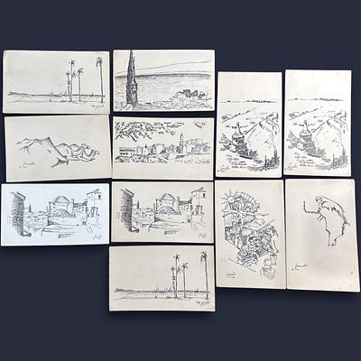 11 גלויות משנות ה30 בהוצאת א.צ'רניאק. בעיקר אתרים בירושלים.