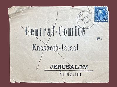 מעטפה שנשלחה מארה"ב בשנת 1930 לכנסת ישראל פלשתינה.