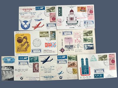 לוט מעניין של מעטפות ישראל מוקדמות בנושא תעופה - טיסות בכורה.