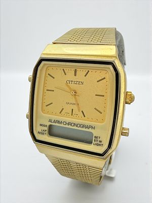 שעון רטרו לגבר תוצרת סיטיזן Citizen. מנגנון קוורץ לא נבדק עם סוללה. רוחב: 3 ס"מ.