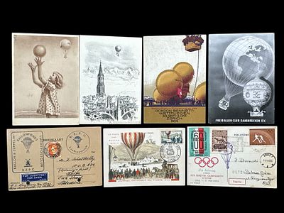 7 גלויות ומעטפות דואר מוקדמות שנשלחו בכדור פורח.