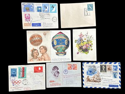 7 גלויות ומעטפות שנשלחו בכדור פורח.