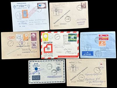 7 מעטפות חו"ל מוקדמות שנשלחו בכדור פורח.