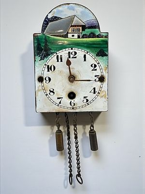 שעון הולנדי עתיק מעוטר ציור יד. לא נבדקה תקינות. 5x7