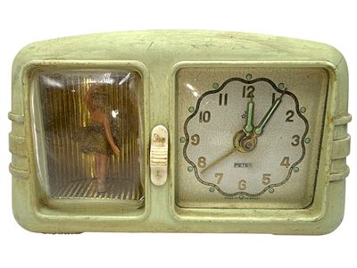 שעון גרמני וינטג המכונה גם "שעון בלרינה" - מנגנון מכני במצב עבודה תקין, מנגנון בלרינה אינו תקין 