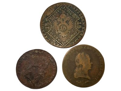 3 מטבעות אוסטריה עתיקים מתחילת המאה ה19.