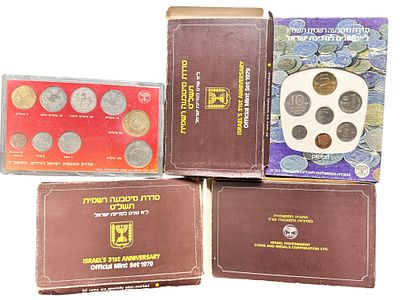 לוט 5 סטים מטבעות ישראל בהוצאת החברה הממשלתית.