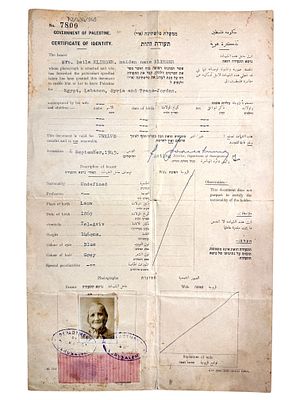 תעודת זהות, ממשלת פלשתינה. אורך: 34 ס"מ.