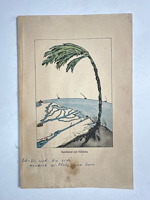 Hendrik Willem Van Loon (Dutch-American, 1882-1944). מפה עתיקה צבועה ביד, תעלת סואץ עם דלתת הנילוס.