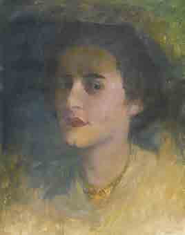 Paul CHMAROFF (1874-1950) 
Portrait d'une femme 
Huile sur toile , sans chassis, 48 x 38,5 cm 
