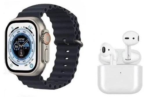 Lot 179: Ultra GP-5 Smartwatch With TWS Earphone Orange Rubber Strap