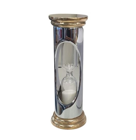 Lot 180: Miniature Clock Two Tone Plated Mini Sand Timer Solid Brass