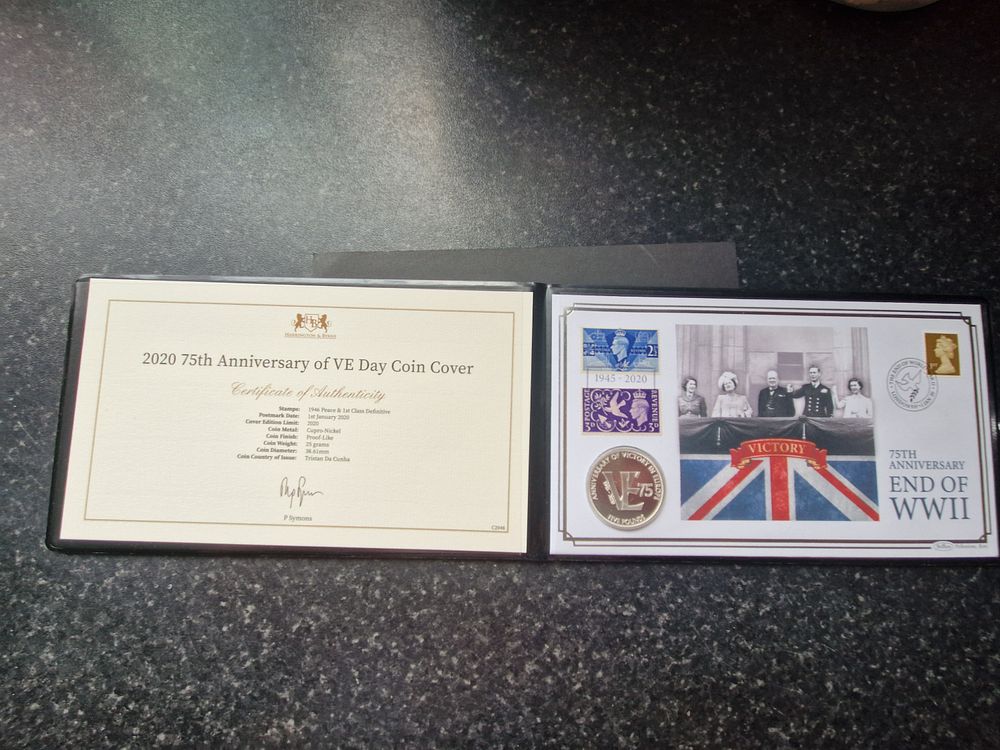 Lot 270: 75th ve day first day cover and coin