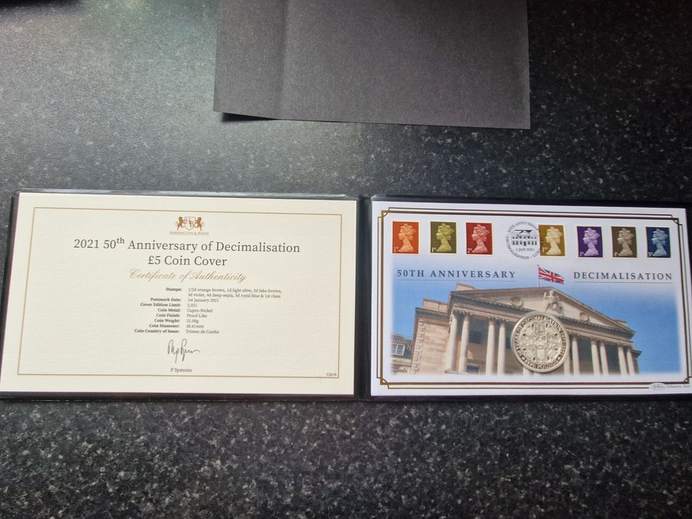 Lot 273: 50th Anniversary decimalisation £5 coin cover