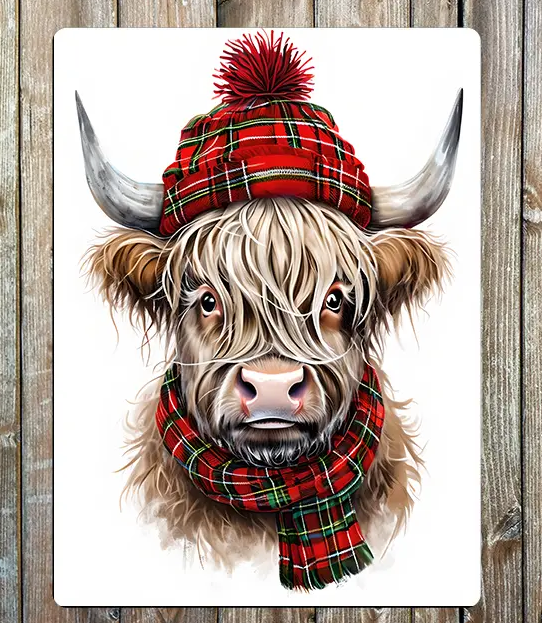 Lot 299: Highland Cow Tartan Scottish, Scotland Metal Sign Plaque