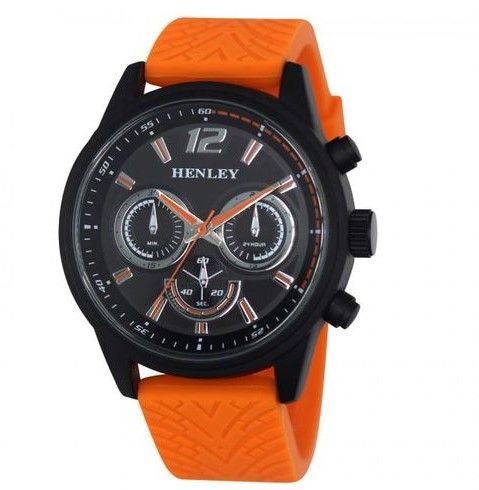 Lot 166: Henley Men's Multi Eye Black Dial With Orange Sports Large Silicone Strap Watch H02216.8