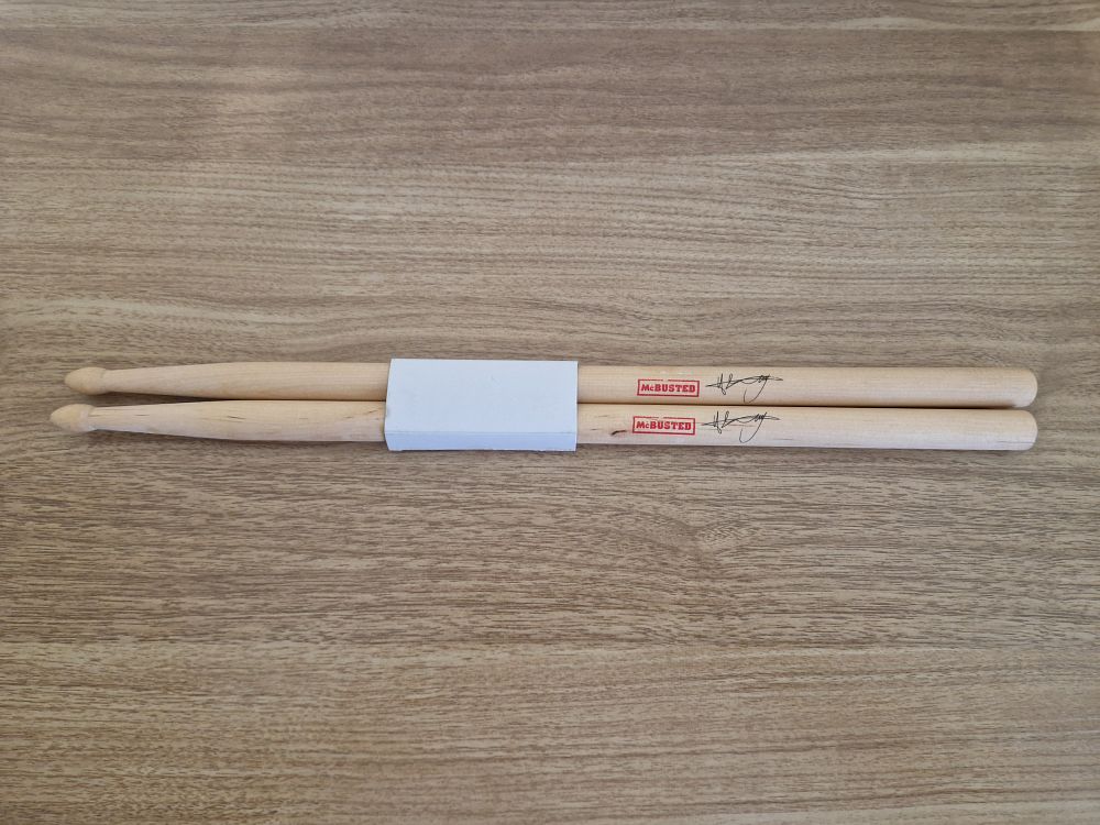 Lot 252: Mc busted signed drum sticks