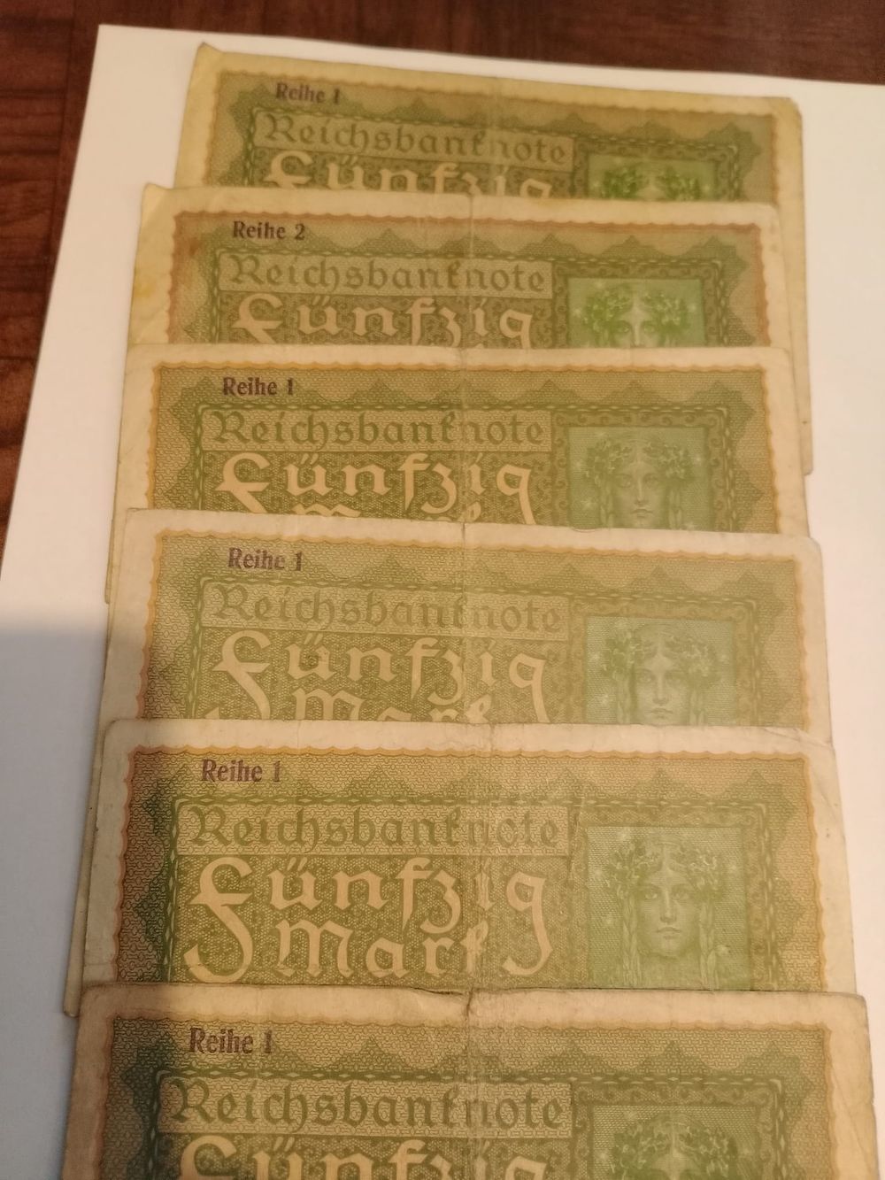 Lot 247: 7 x 50 mark notes