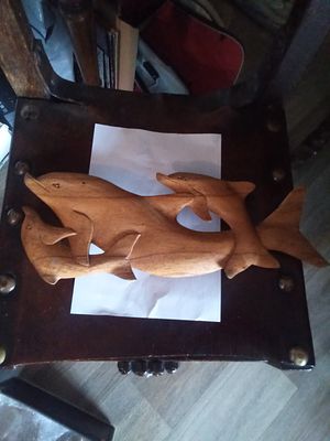 Armagh fair. Wooden Dolphin Plaque.