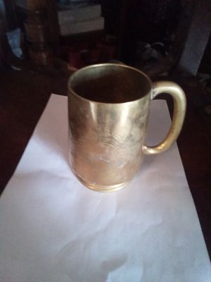 Armagh fair. Brass/ep. Tankard. 13 cm H