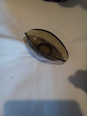 Armagh fair. Small tinted glass trinket dish.
12 cm L.