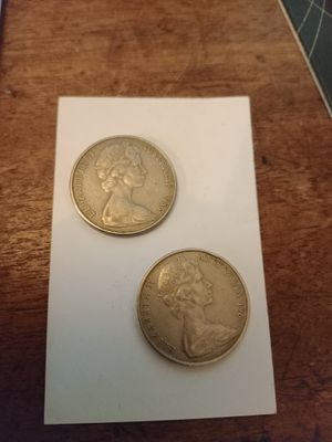 East Sussex. 2 x 20 cent Australian coins 1966 - 1967