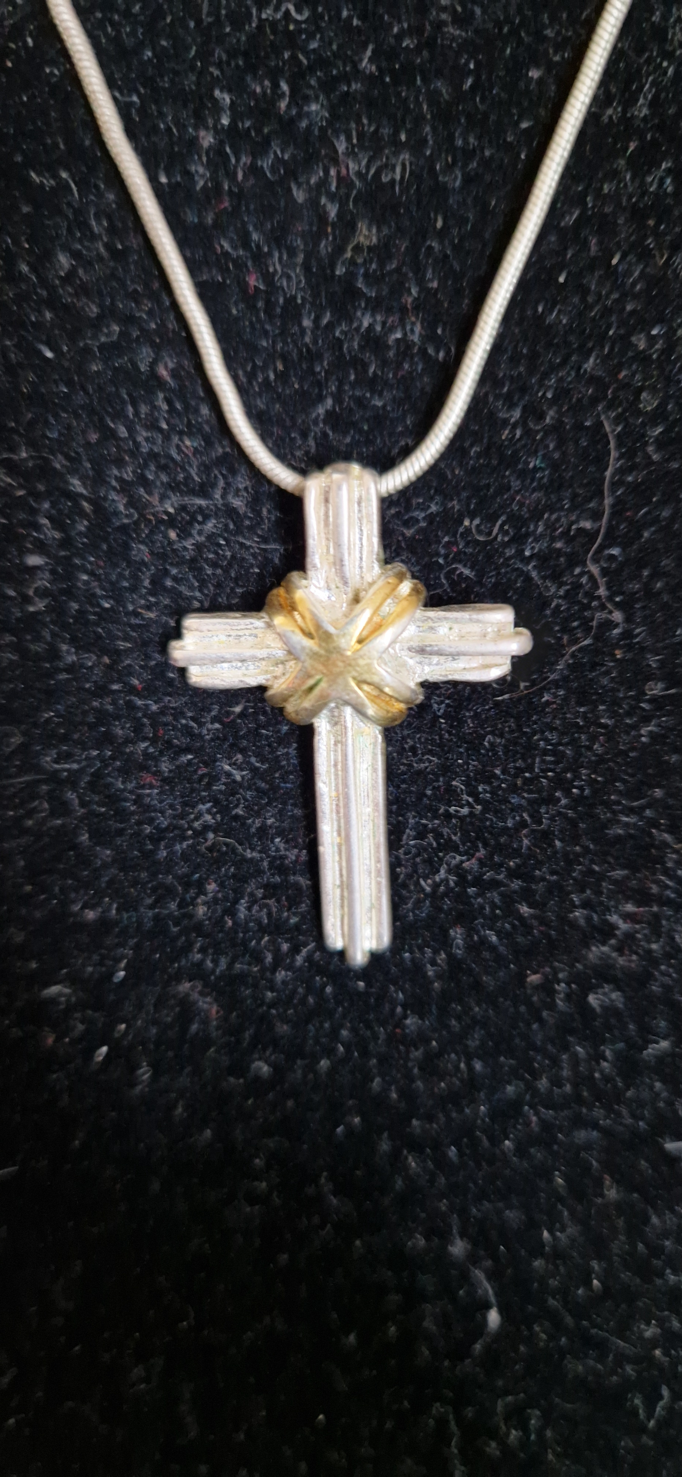 Silver cross and chain