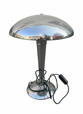 Lampada da Tavolo Vintage "Mushroom" in Acciaio Cromato – Stile Space Age, Anni '70. Iconica 