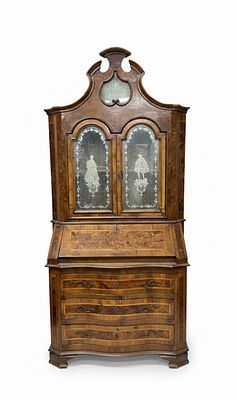 Importante Trumeau Veneto Restaurazione (c. 1820) – In Radica di Noce con Vani Segreti e Vetri 