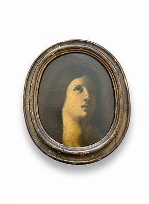 Ritratto di Giovane Donna in Estasi – Olio su Tela, Scuola Italiana, XVIII. Suggestivo dipinto a 