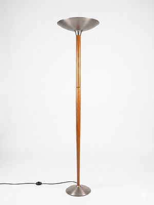Lampada da terra in legno e metallo attribuita a Matteo Thun per Arteluce modello Pao F. Lampada 