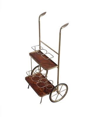 Carrello da bar italiano in stile Mid-Century Modern con manici a forma di mazza da golf. Un 