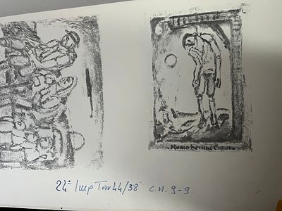 Collezione di 20 prove di stampa pre-litografiche dopo Georges Rouault e Joan Mir&oacute;. Questa 