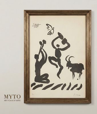 Pablo Picasso, Joueur de Fl&ucirc;te et Faunes (The Shepherd’s Dance), 1959. L'opera si distingue in 
