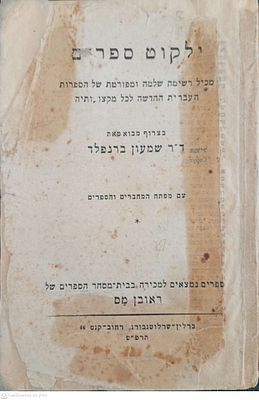 ילקוט ספרים - ברלין שרלוטנבורג תרפ"ט 1929. קטלוג המכיל רשימה של ספרות עברית למקצועותיה המצויים 