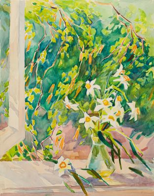 Клементьева Светлана Арсеньевна (1929—1972). Рисунок &laquo;Нарциссы&raquo;. 1960-е гг. Бумага, акварель 