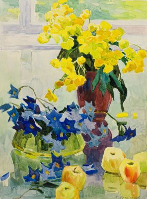 Клементьева Светлана Арсеньевна (1929—1972). Рисунок &laquo;Весенние цветы&raquo;. 1960-е гг. Бумага 