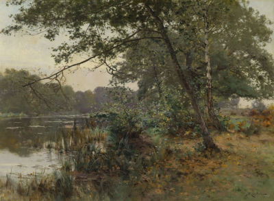 Albert Rigolot (1862 - 1932). Картина "Пруд". Конец XIX века. Холст, масло. Размеры: 73 х 98 
