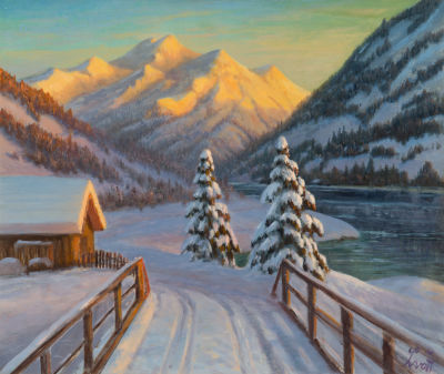 Львов Петр Иванович (1882-1944). Картина "Горный пейзаж". 1920-е гг. Холст, масло. Размеры: 45 