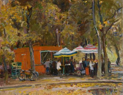 Кудрин Виктор Петрович (1925-1999). Картина &laquo;В Сокольниках&raquo;. 1990 г. Холст, масло. 46,5 х 60 см. 