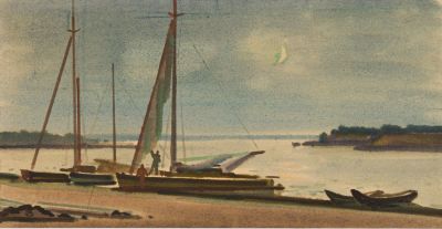 Ивановский Иван Васильевич (1905 - 1980). Рисунок "Яхты на водохранилище". 1960-е гг. Бумага 