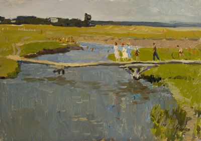 Кудрин Виктор Петрович (1925-1999)
Картина &laquo;Дети на мостках&raquo;. 1970-е гг. Картон, масло. 